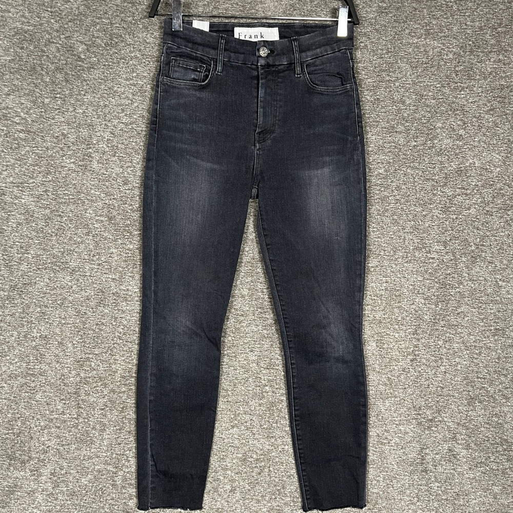 Frank & Eileen Sligo Pants Women's 26 Black Wash High Rise Skinny Jeans Raw Hem